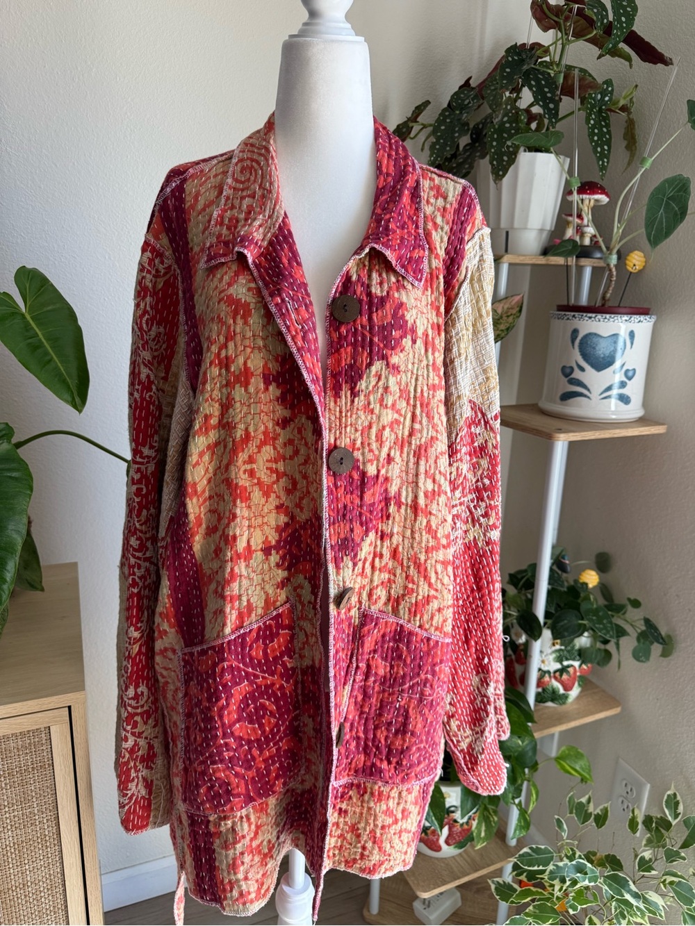 Kantha Quilt Patchwork Jacket Free Size Plus Size Boho Coat